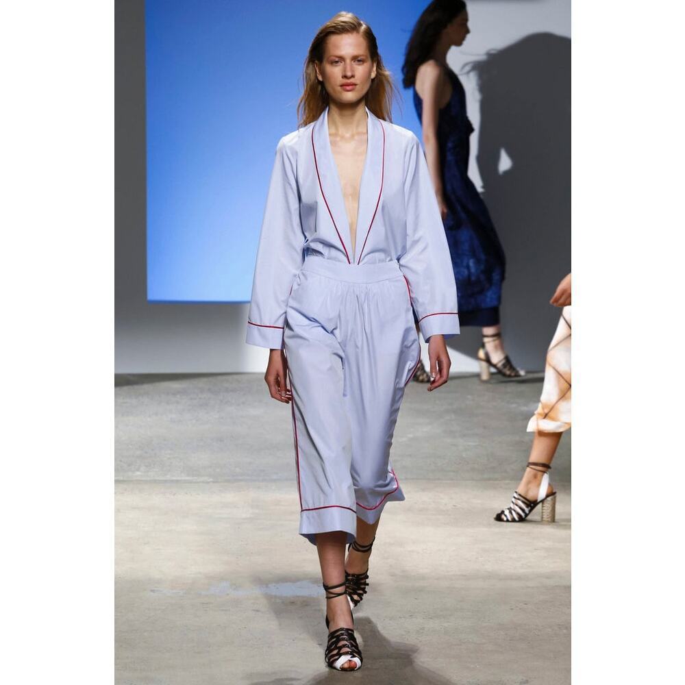 Thakoon blue cotton pajama‎ inspired cropped pants women’s size 6
